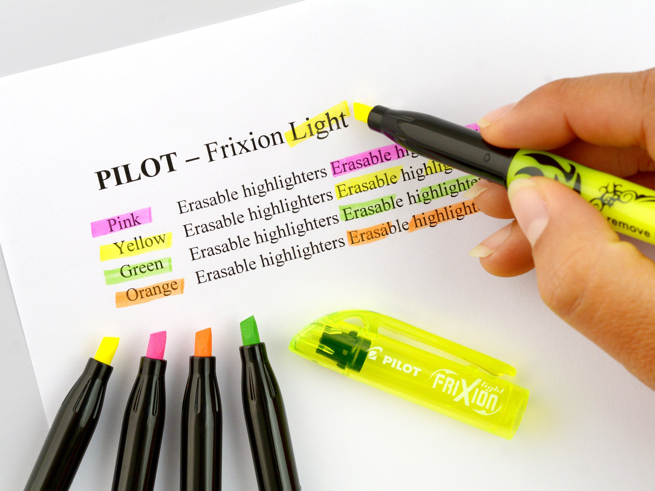 pilot-frixion-light-surligneurs-effa-ables-pastel-fluo-lot-de-3-jaune-vert-rose image 5