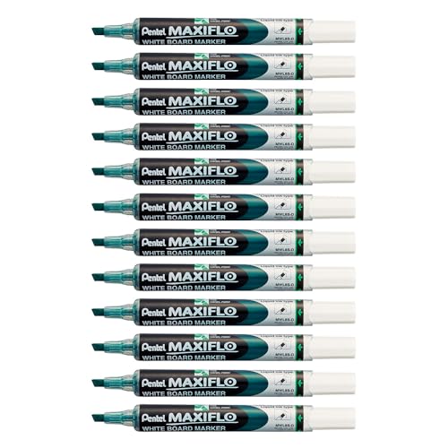 pentel-maxiflo-marqueur-tableau-blanc-pointe-biseaut-e-vert-lot-de-12 image 3