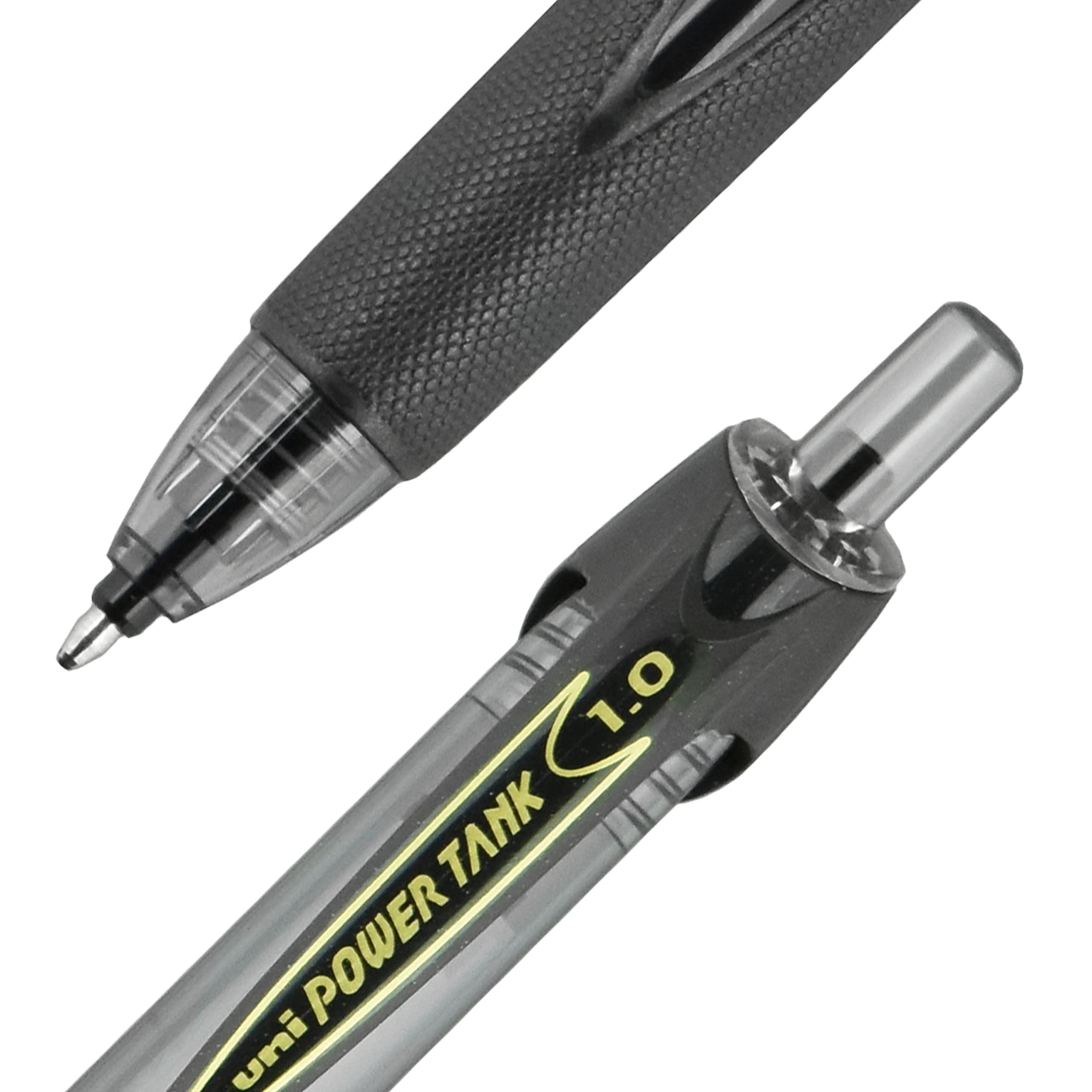 uni-ball-power-tank-rt-stylo-bille-r-tractable-1-0-mm-noir-corps-fum image 3