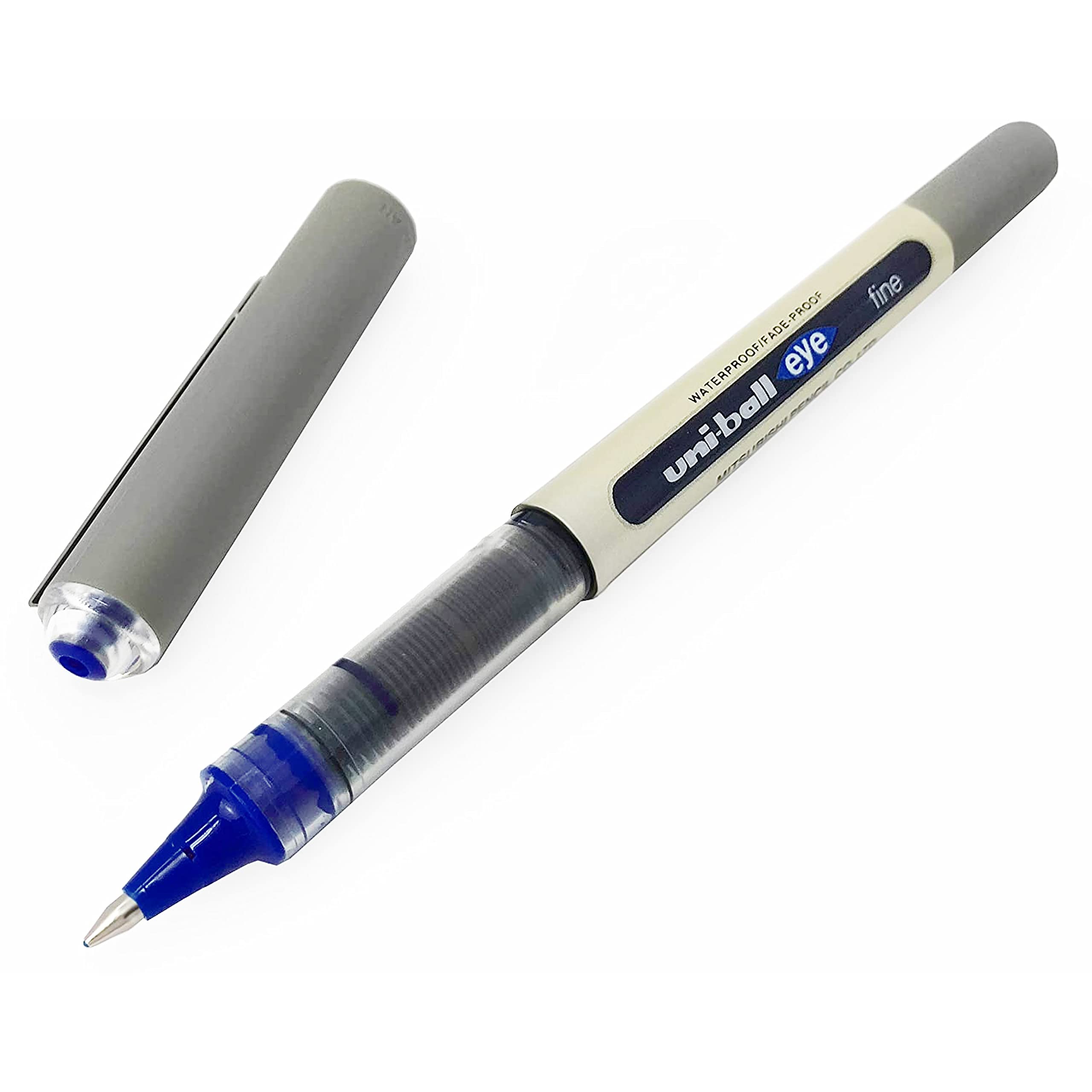 uni-ball-eye-fine-ub-157-stylo-roller-encre-liquide-bleue-lot-de-10-pointe-0-7-m image 4