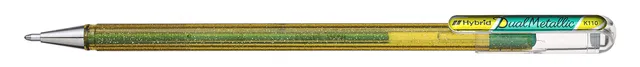 pentel-hybrid-dual-metallic-k110-vert-m-tallique-jaune-lot-de-12-rollers-gel-1-0 image 1