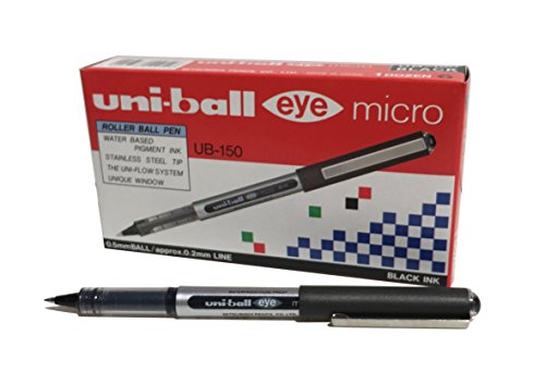 uni-ball-eye-ub-150-roller-encre-liquide-bleue-pointe-m-tal-ultra-fine-lot-de-12 image 7