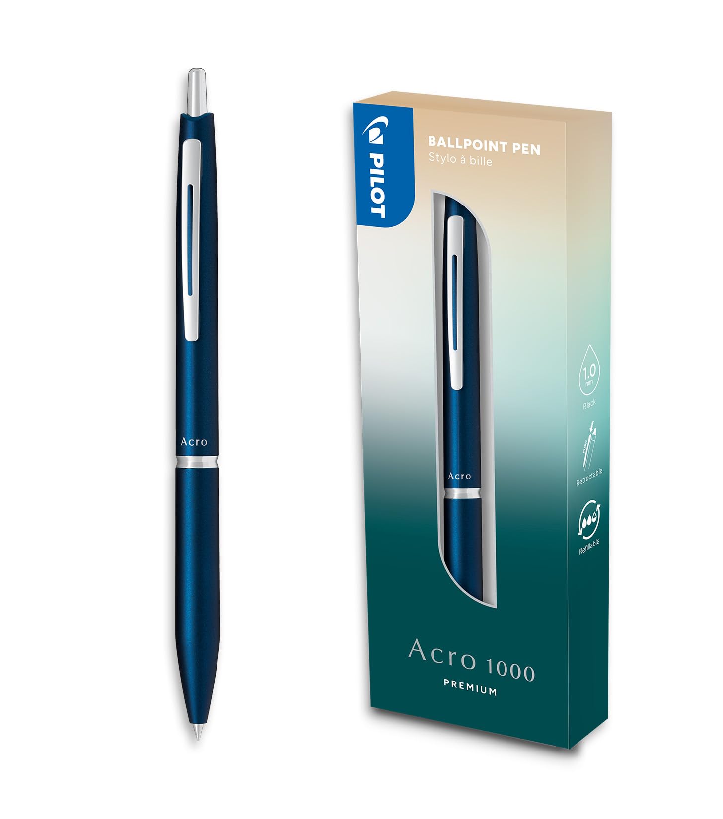 pilot-acro-1000-stylo-bille-premium-r-tractable-bleu-ciel-en-coffret-encre-noire image 7