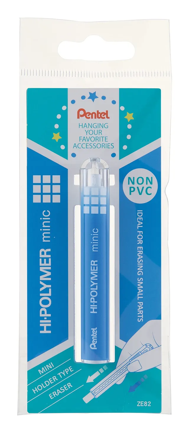 pentel-minic-ze82-stylo-gomme-compact-corps-bleu image 1