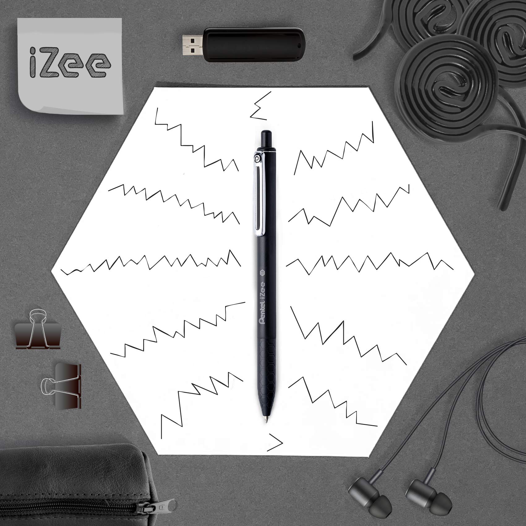 pentel-izee-bx470-stylo-bille-r-tractable-noir-pointe-large-1-0-mm image 7