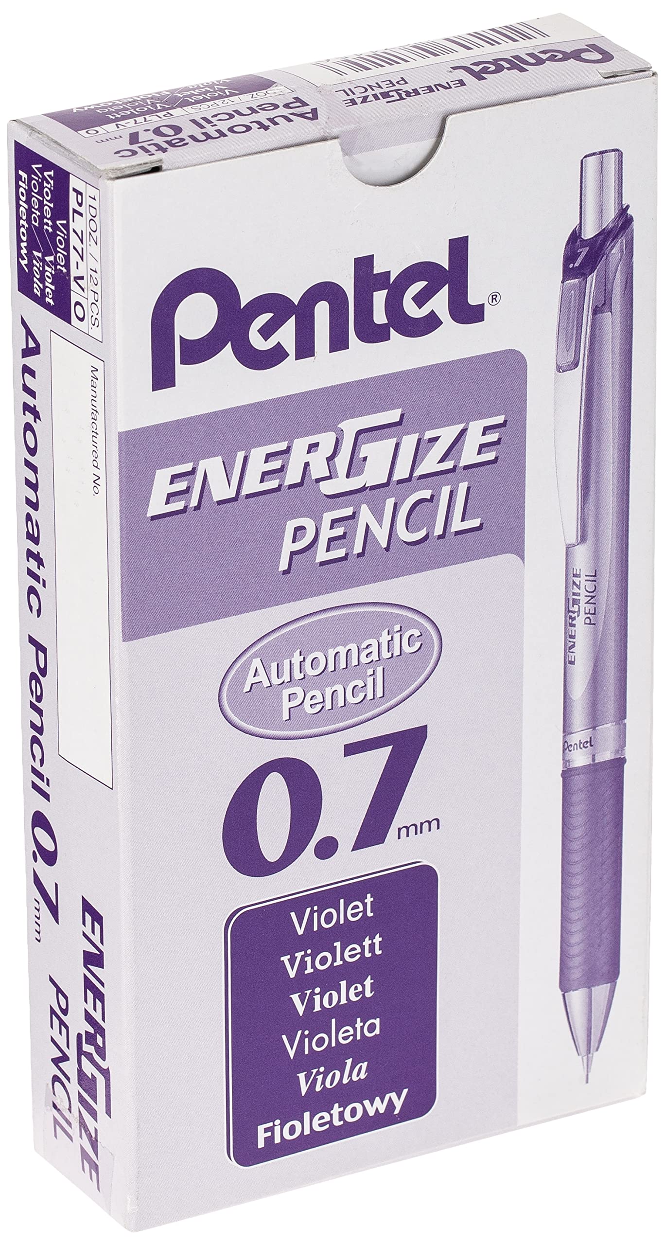 pentel-pl77-v-lot-de-12-porte-mines-aluminium-0-7-mm-violet image 2