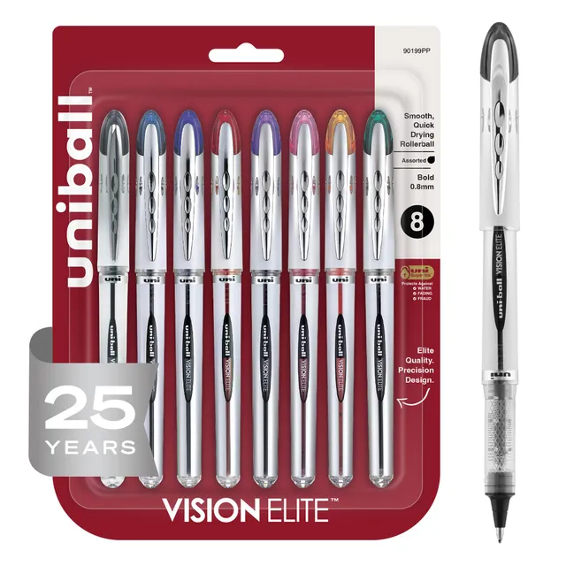 uni-ball-vision-elite-roller-encre-liquide-0-8-mm-anti-fraude-et-anti-fuite-avio image 1