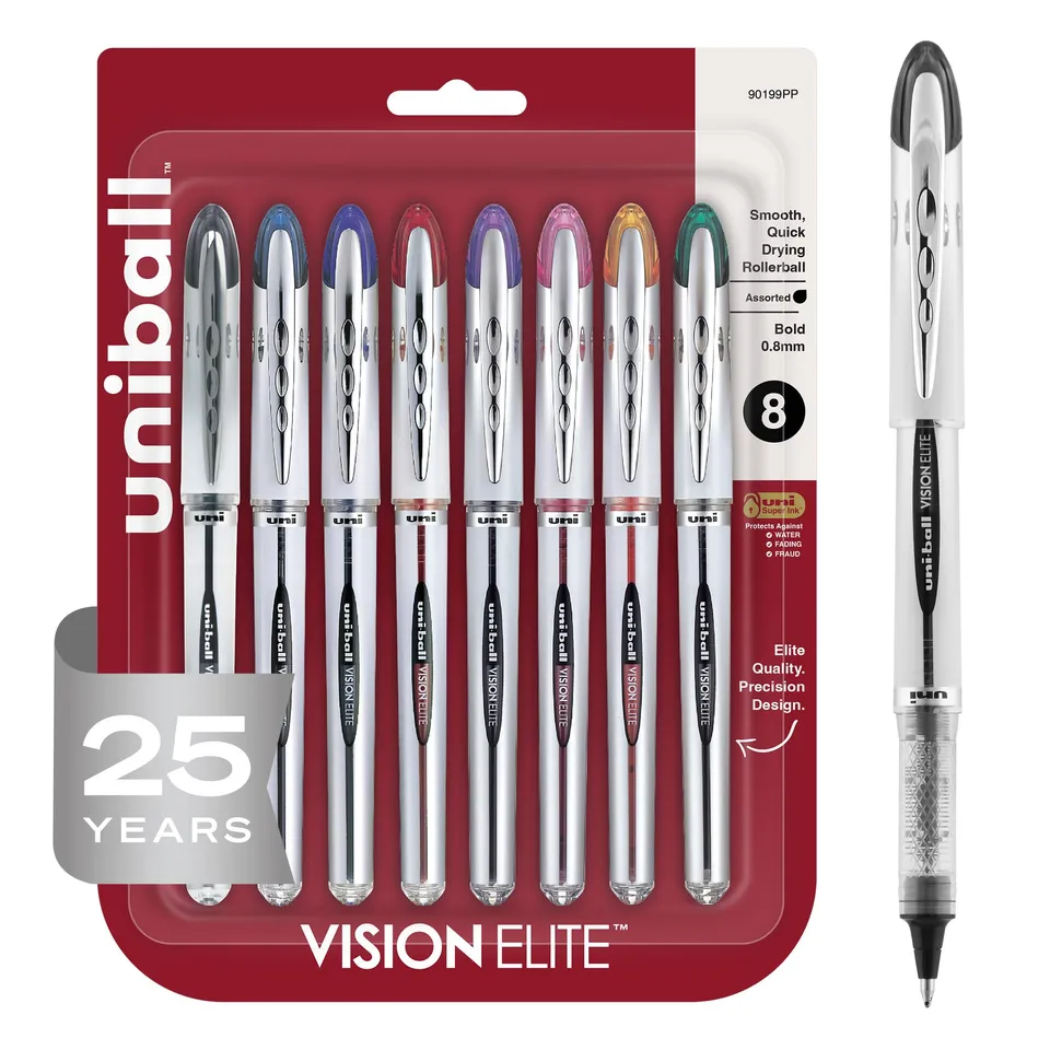 uni-ball-vision-elite-roller-encre-liquide-0-8-mm-anti-fraude-et-anti-fuite-avio image 1