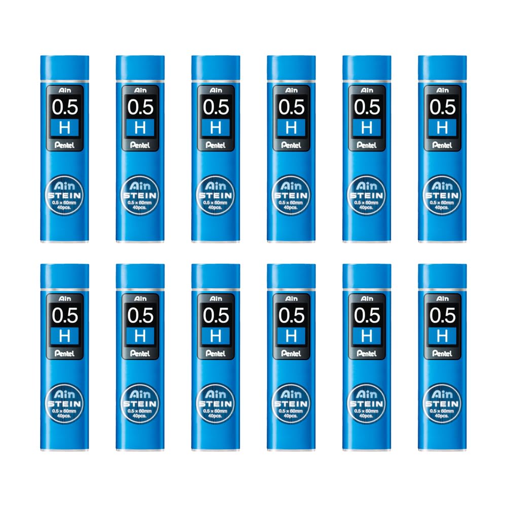 pentel-ain-stein-h-0-5-mm-mines-porte-mines-lot-de-12-tuis-de-40 image 1
