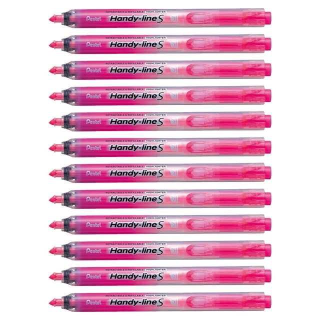 pentel-sxs15-handy-line-s-lot-de-12-surligneurs-r-tractables-roses-rechargeables image 1