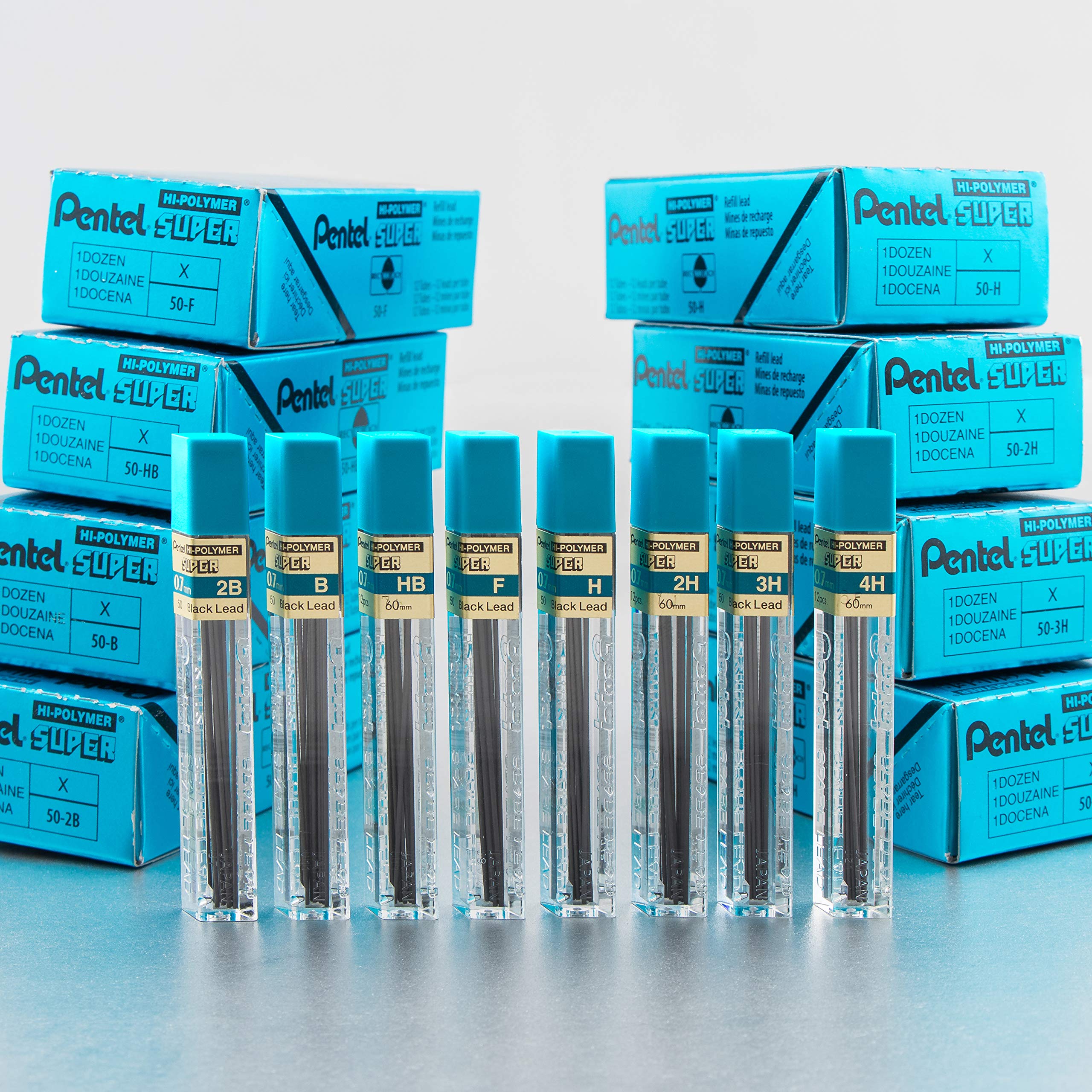 pentel-50-h-mines-0-7-mm-h-lot-de-12-tuis-hi-polymer-super image 3