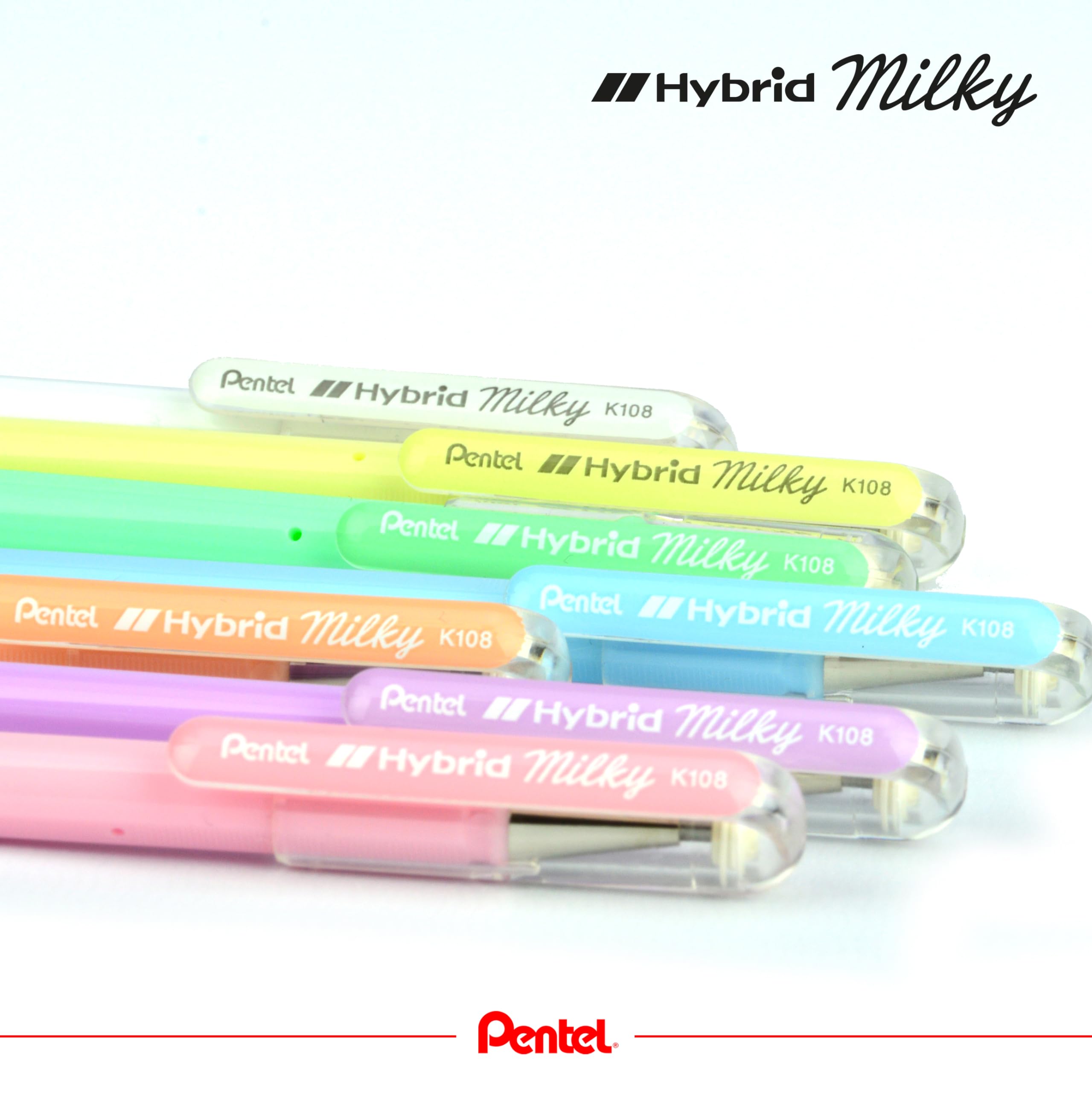 pentel-hybrid-milky-k108-p-lot-de-12-rollers-gel-pastel-rose-0-8-mm image 3