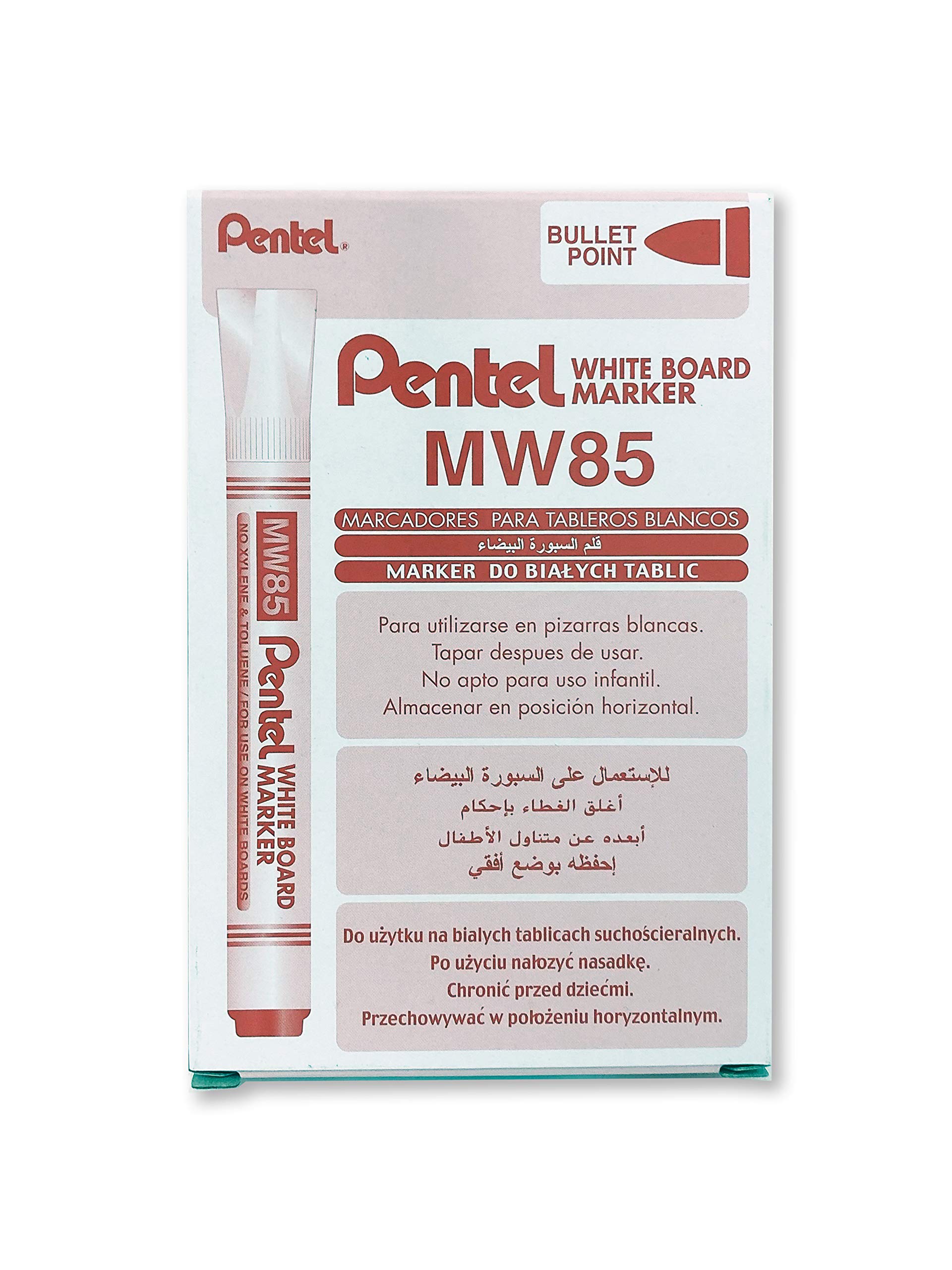 pentel-mw85-b-white-marker-lot-de-12-marqueurs-tableau-blanc-4-5-mm-rouge image 1