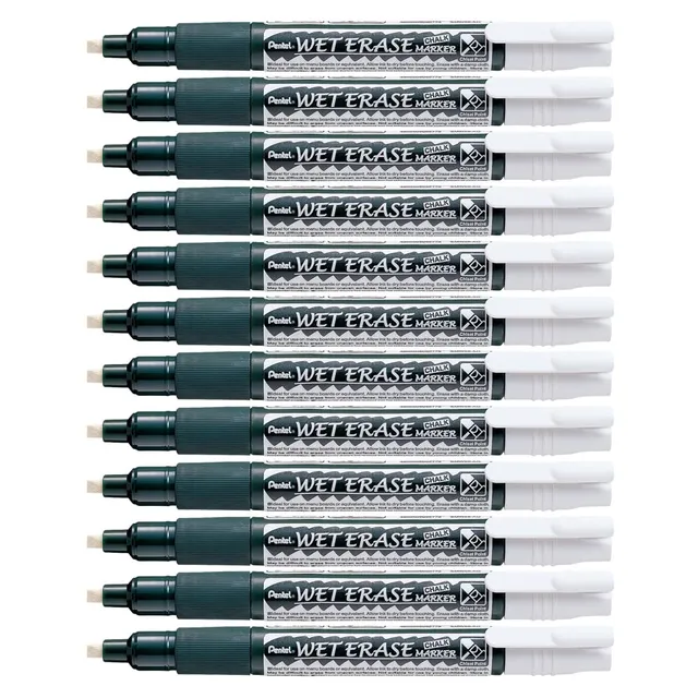 pentel-smw26-wo-marqueur-craie-blanc-pointe-moyenne-lot-de-12 image 1