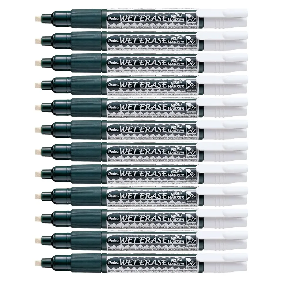pentel-smw26-wo-marqueur-craie-blanc-pointe-moyenne-lot-de-12 image 1