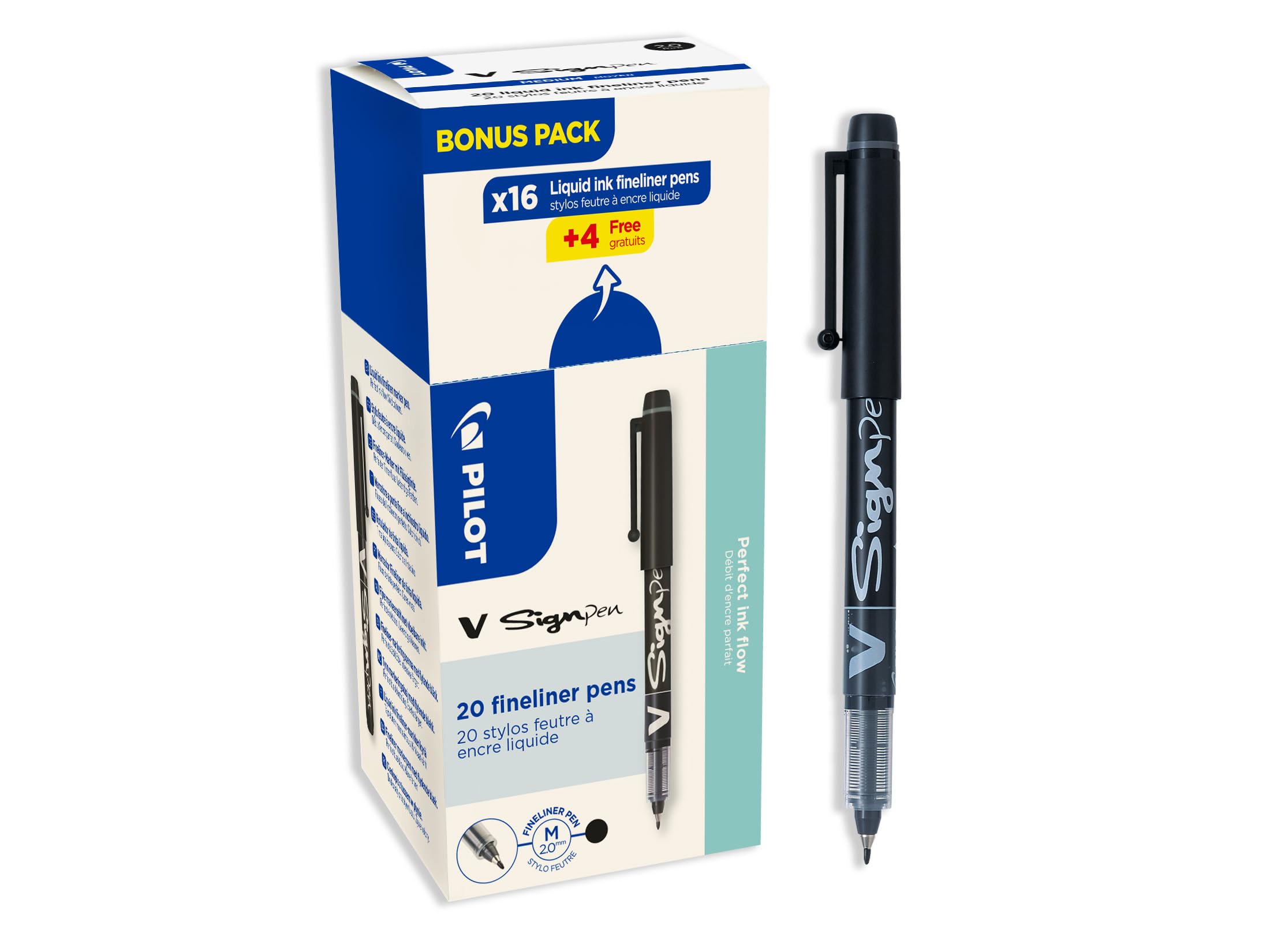 pilot-v-sign-pen-lot-de-20-feutres-bleus-encre-liquide-pointe-moyenne-2-mm-s-cha image 8