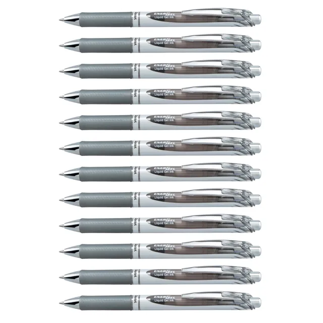 pentel-energel-bl77-lot-de-12-rollers-gel-r-tractables-0-7-mm-gris image 1
