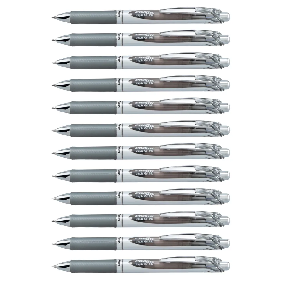 pentel-energel-bl77-lot-de-12-rollers-gel-r-tractables-0-7-mm-gris image 1