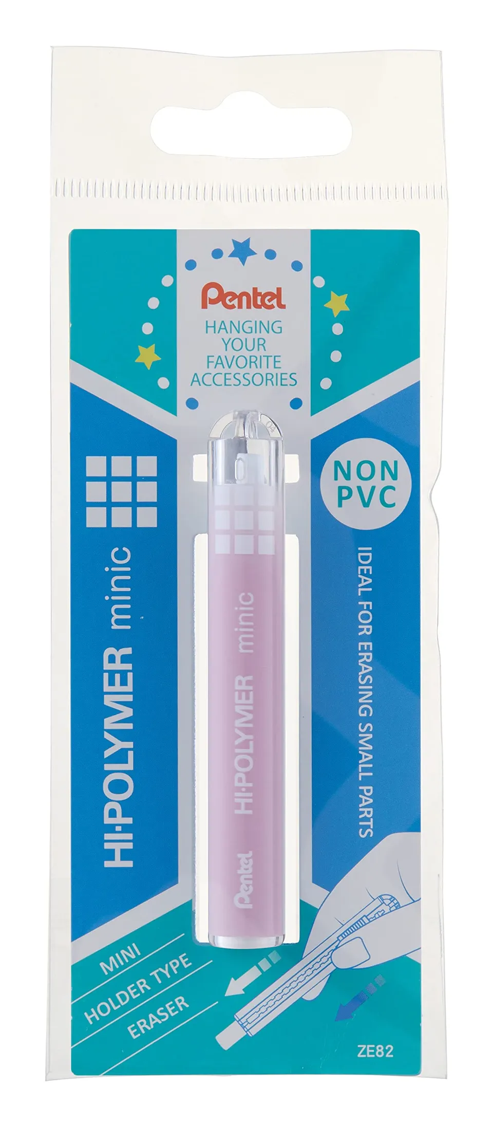 pentel-minic-ze82-stylo-gomme-compact-corps-rose image 1