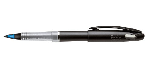 pentel-tradio-stylo-feutre-plume-rechargeable-bleu-corps-noir-lot-de-12 image 2