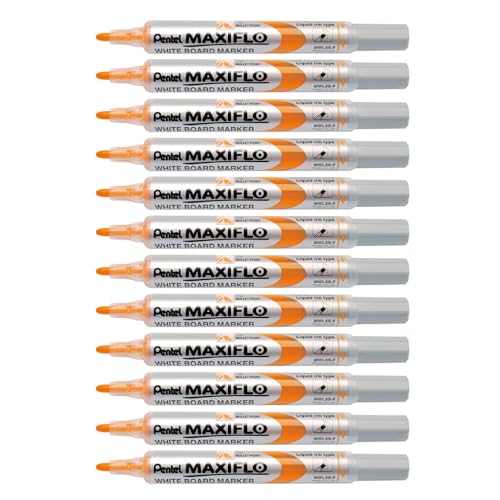 pentel-maxiflo-lot-de-12-marqueurs-tableau-blanc-pointe-conique-orange image 4