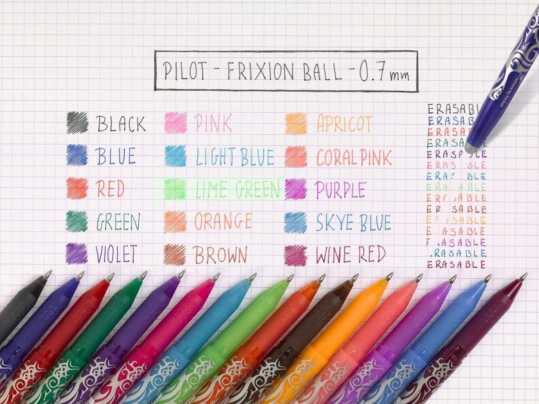 pilot-frixion-ball-07-pochette-de-15-rollers-effa-ables-pointe-moyenne-couleurs- image 3