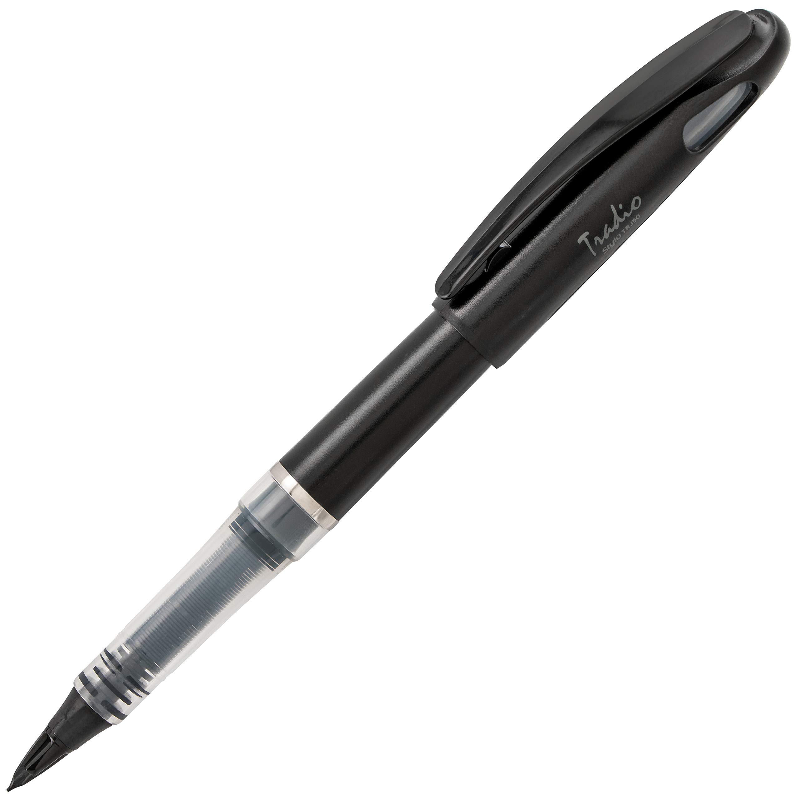 pentel-tradio-lot-de-12-feutres-plume-rechargeables-encre-noire-corps-noir-mat image 1
