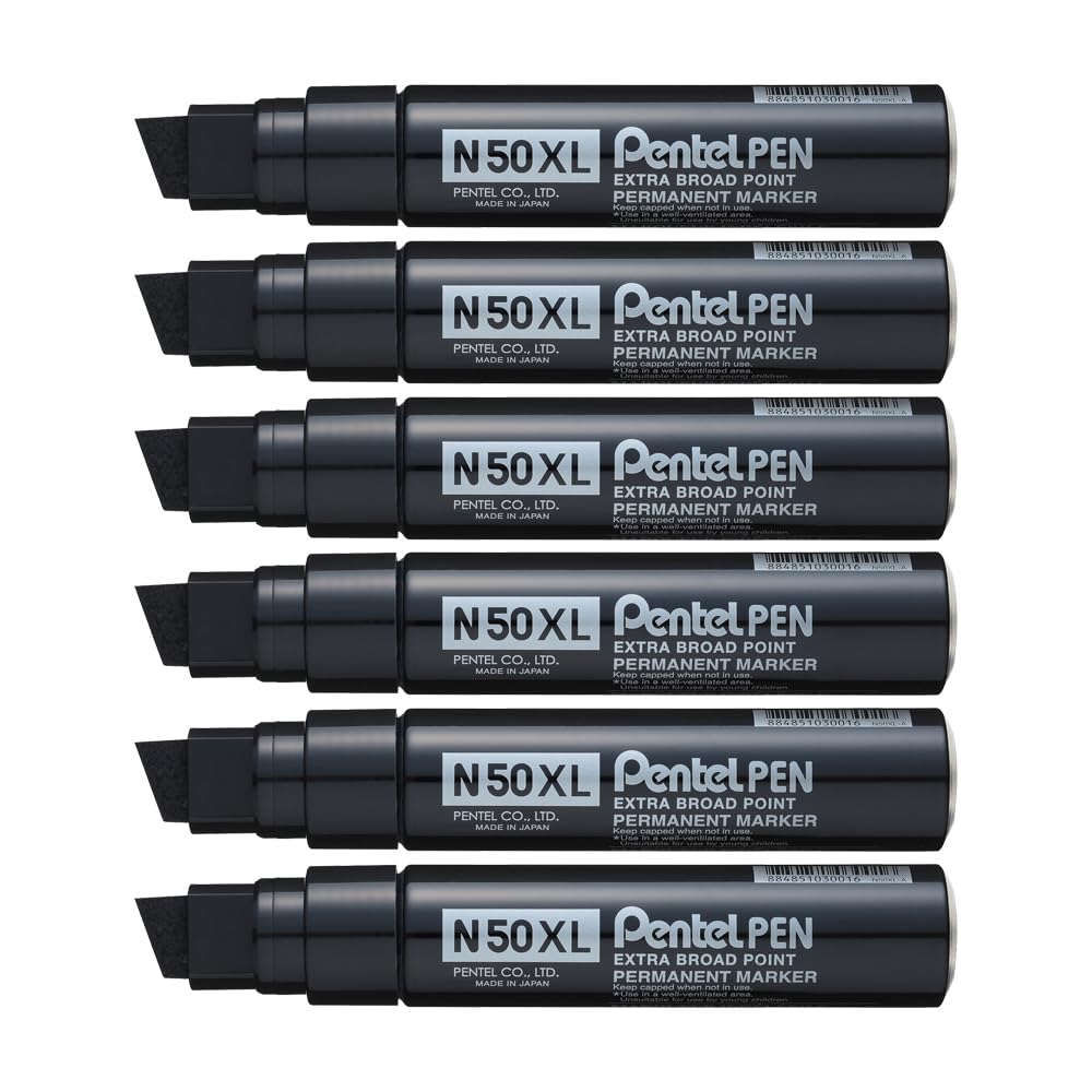 pentel-pen-n50xl-marqueur-permanent-extra-large-biseaut-lot-de-6-bleu image 5