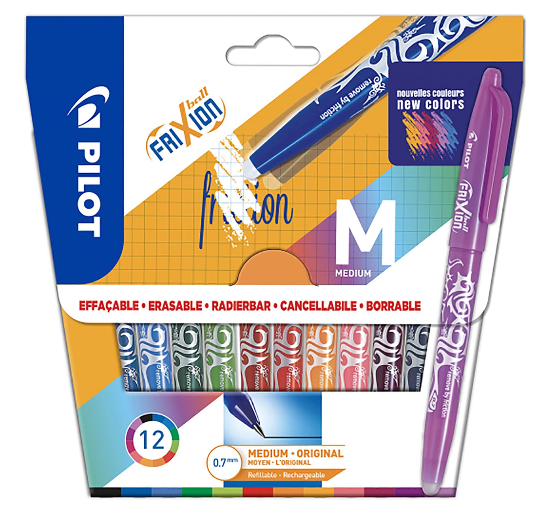 pilot-frixion-ball-07-roller-effa-able-rechargeable-pochette-de-12-couleurs-asso image 1