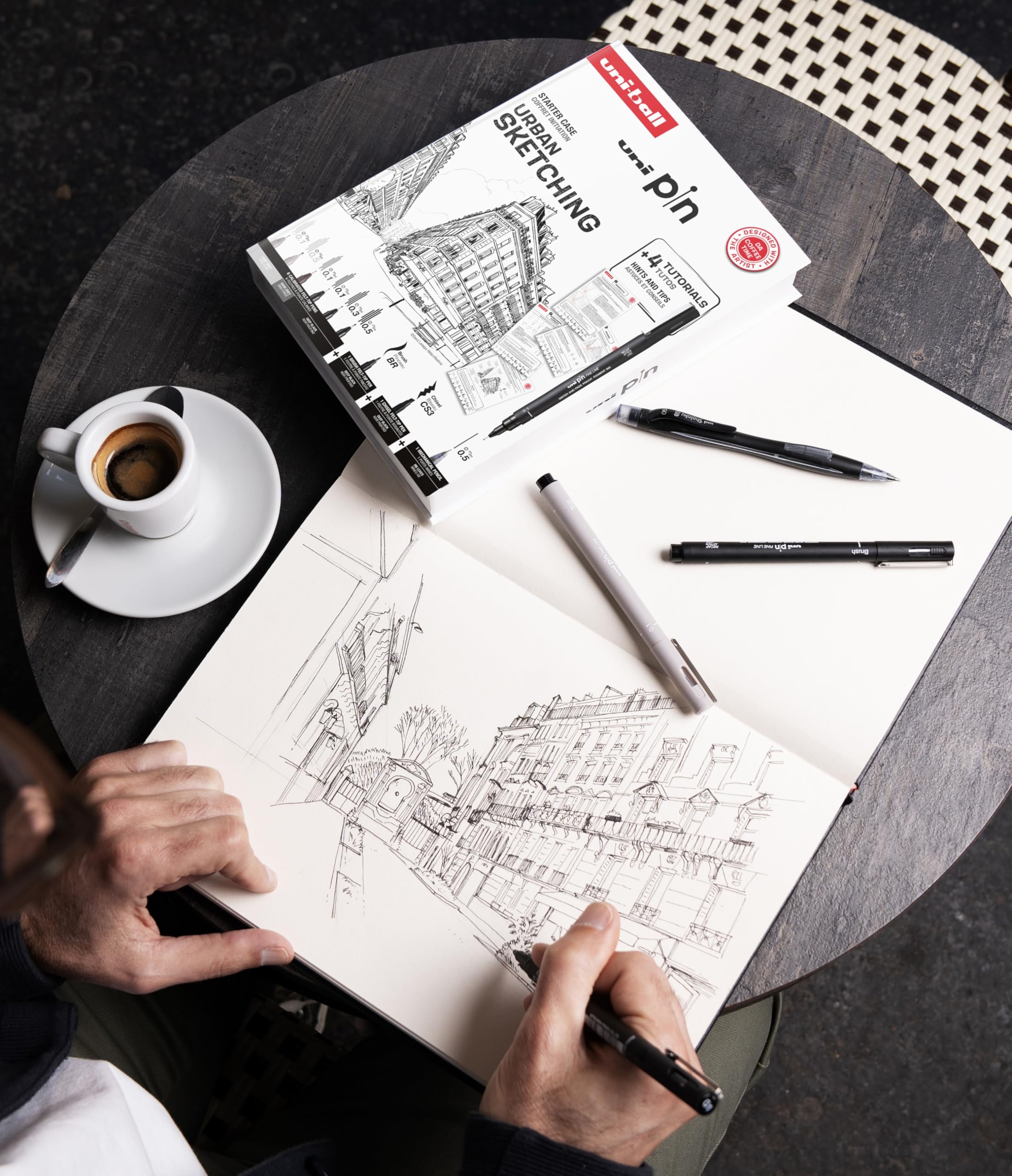 uni-ball-pin-urban-sketching-coffret-8-feutres-calibr-s-1-porte-mines-shalaku-s- image 5