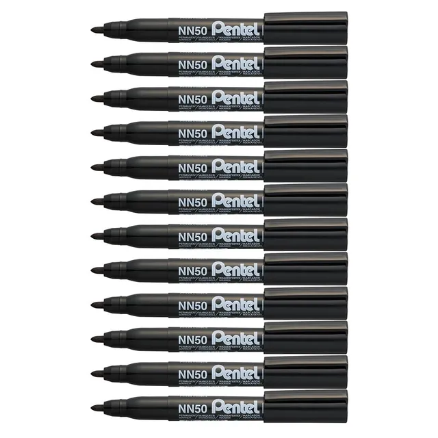 pentel-nn50-a-marqueur-permanent-pointe-conique-moyenne-noir-lot-de-12 image 1