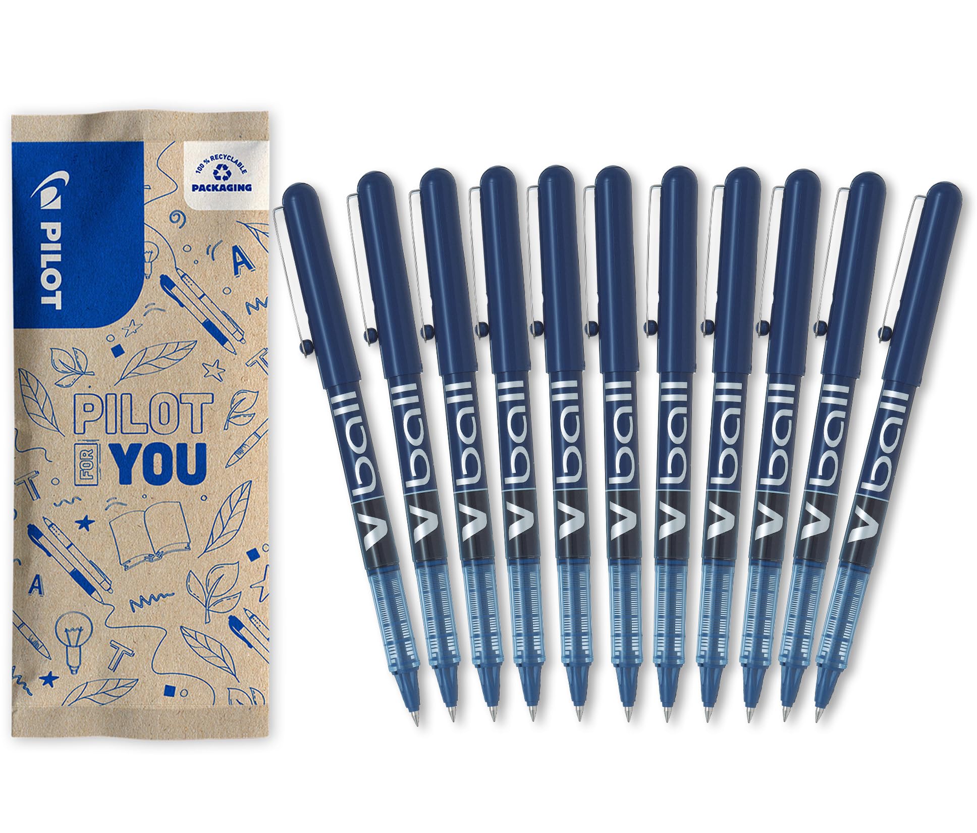 pilot-v-ball-05-stylo-roller-encre-liquide-bleu-pointe-fine-lot-de-4 image 7