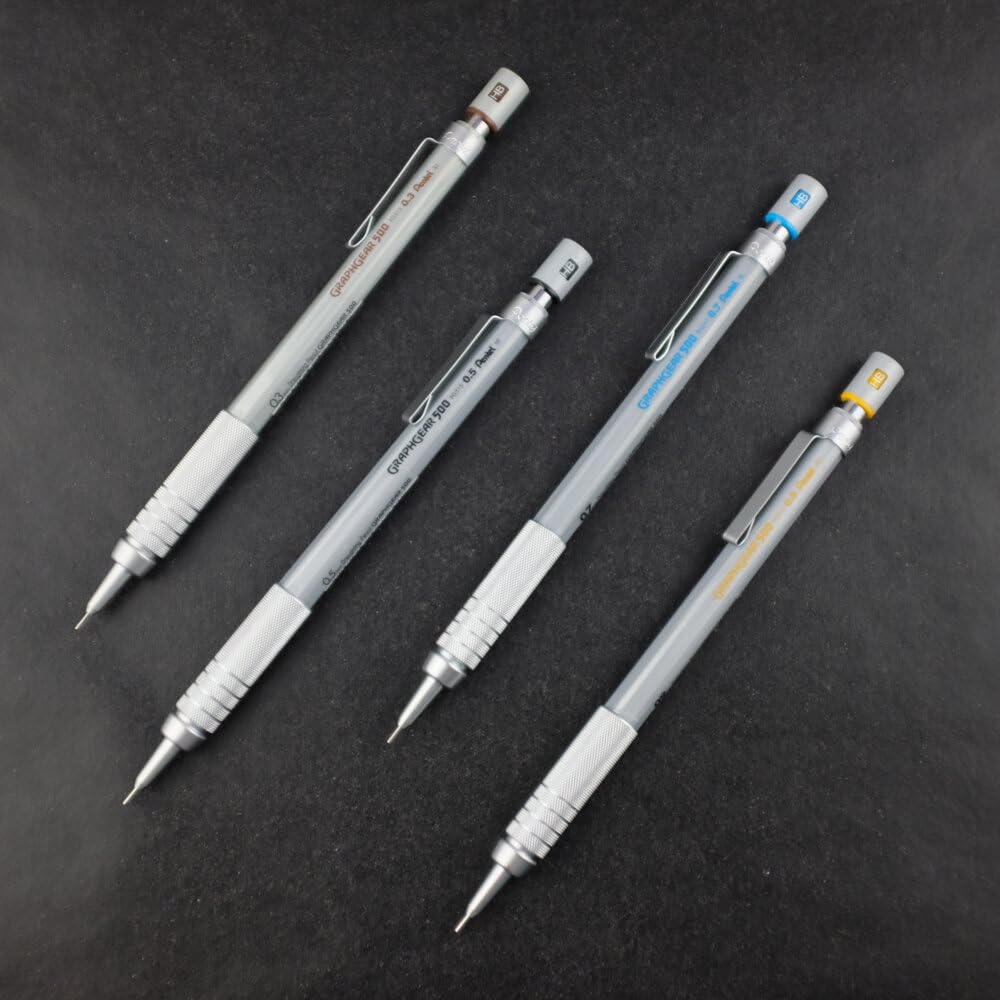 pentel-graphgear-500-porte-mine-0-5-mm-gris-lot-de-12 image 2