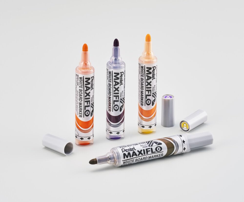 pentel-maxiflo-mwl5m-f-lot-de-12-marqueurs-tableau-blanc-orange-pointe-large-con image 4