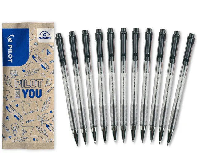 pilot-bps-matic-stylo-bille-r-tractable-rechargeable-noir-pointe-fine-0-7-mm-lot image 1