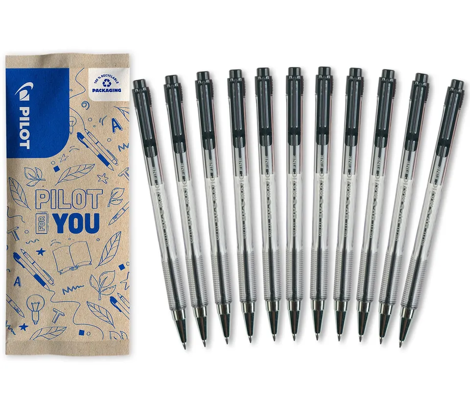 pilot-bps-matic-stylo-bille-r-tractable-rechargeable-noir-pointe-fine-0-7-mm-lot image 1
