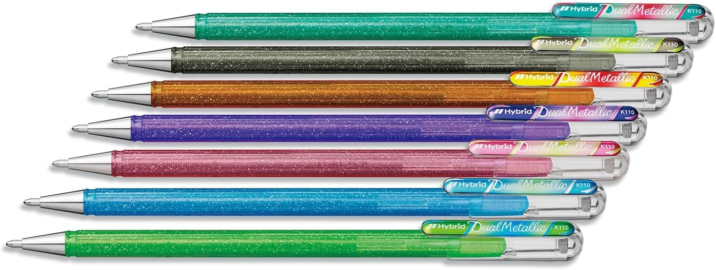 pentel-hybrid-dual-metallic-k110-pochette-de-7-rollers-gel-1-0-mm image 2