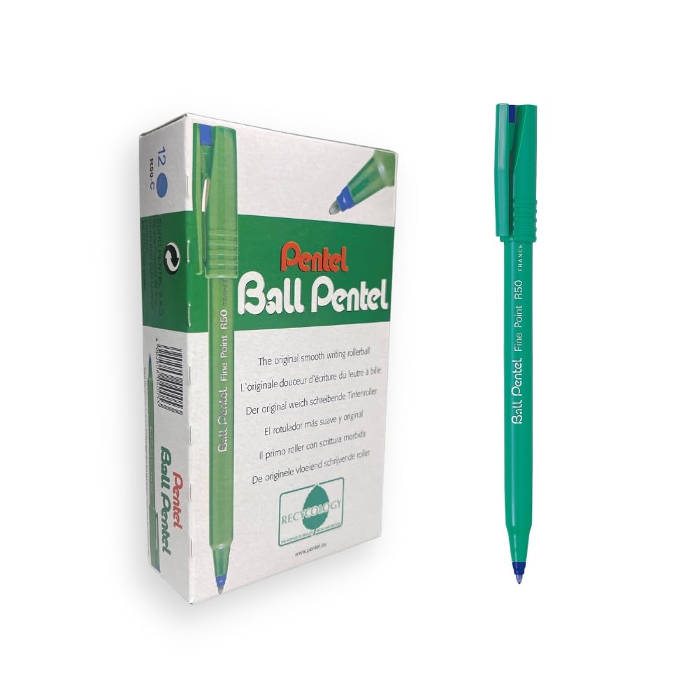 pentel-ball-r50-feutre-bille-0-8-mm-bleu-pack-de-12 image 6