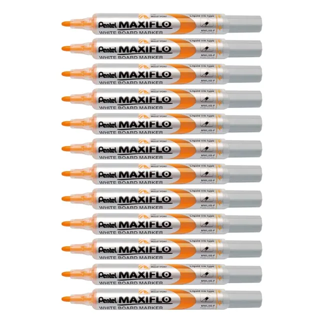 pentel-maxiflo-lot-de-12-marqueurs-tableau-blanc-pointe-conique-orange image 1