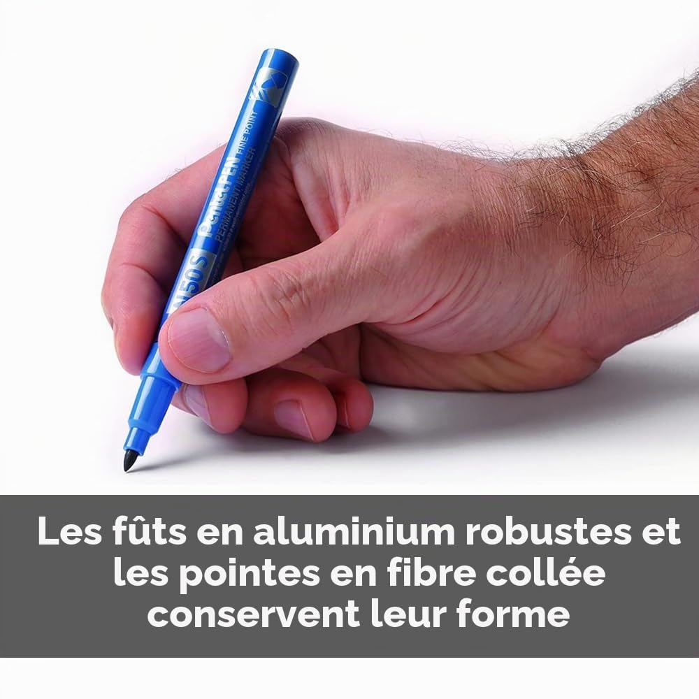 pentel-pen-n50s-marqueur-permanent-pointe-fine-conique-lot-de-12-noir image 2