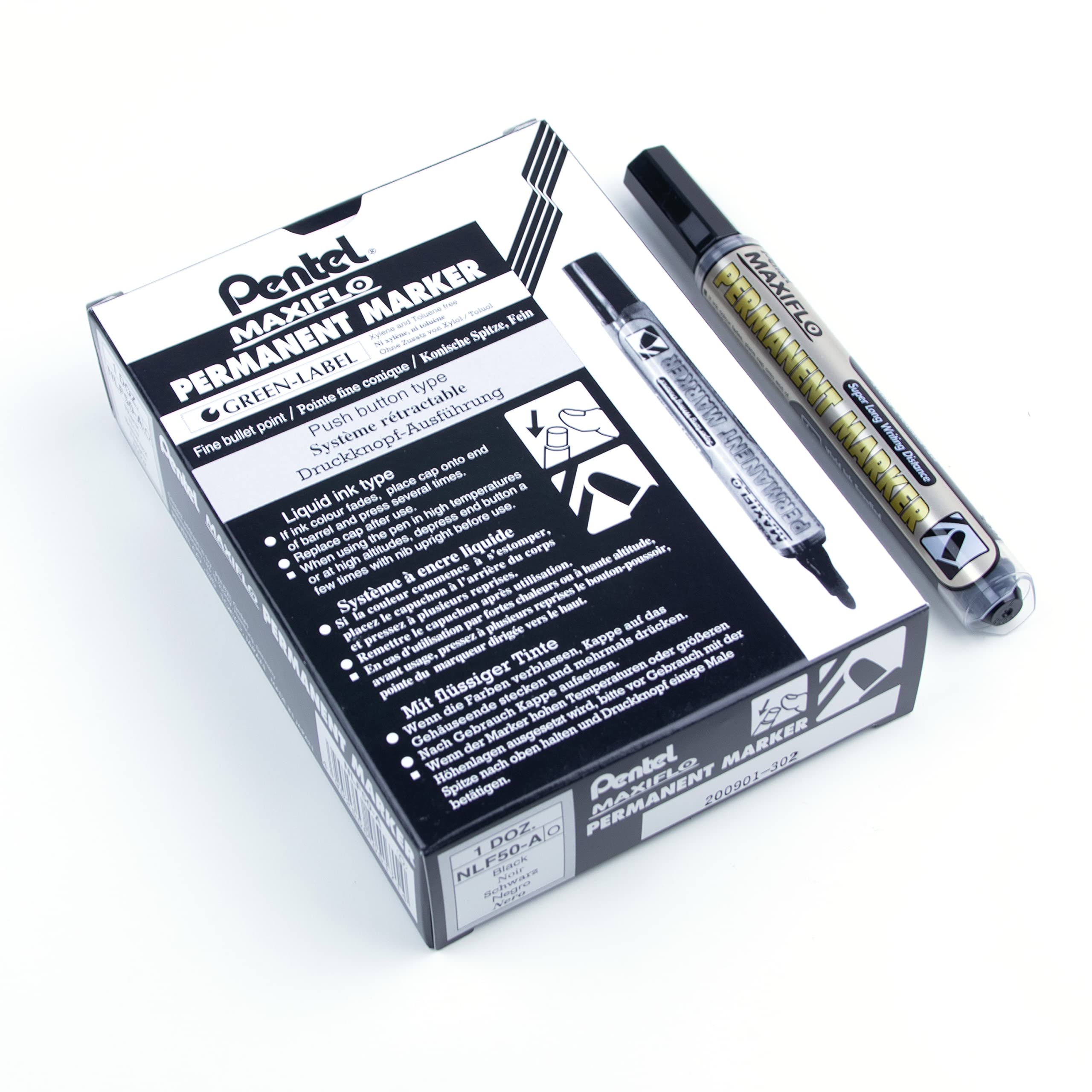 pentel-maxiflo-nlf50-c-lot-de-12-marqueurs-blancs-effa-ables-pointe-conique-bleu image 3
