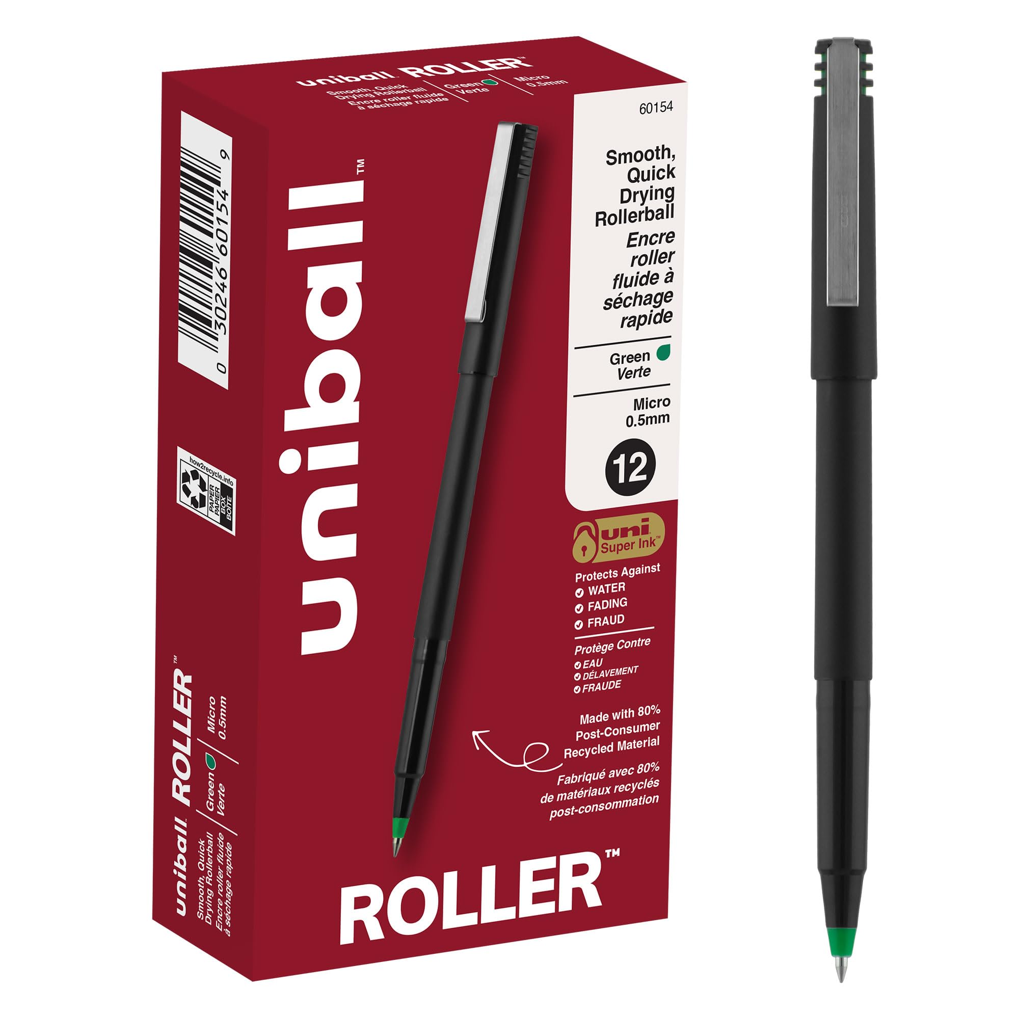 uni-ball-roller-ball-stick-micro-vert-lot-de-12 image 1