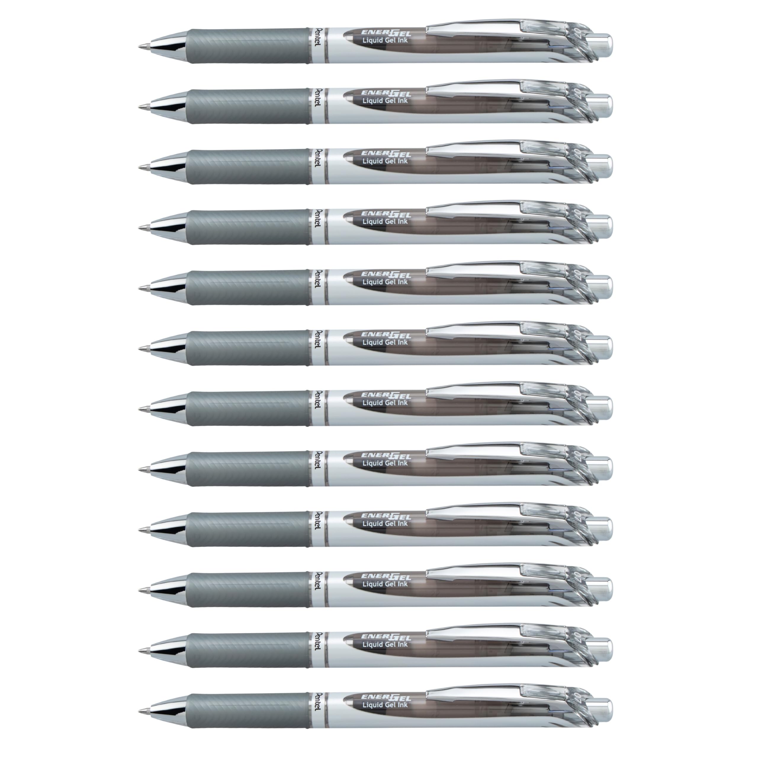 pentel-energel-bl77-lot-de-12-rollers-gel-r-tractables-0-7-mm-gris image 1