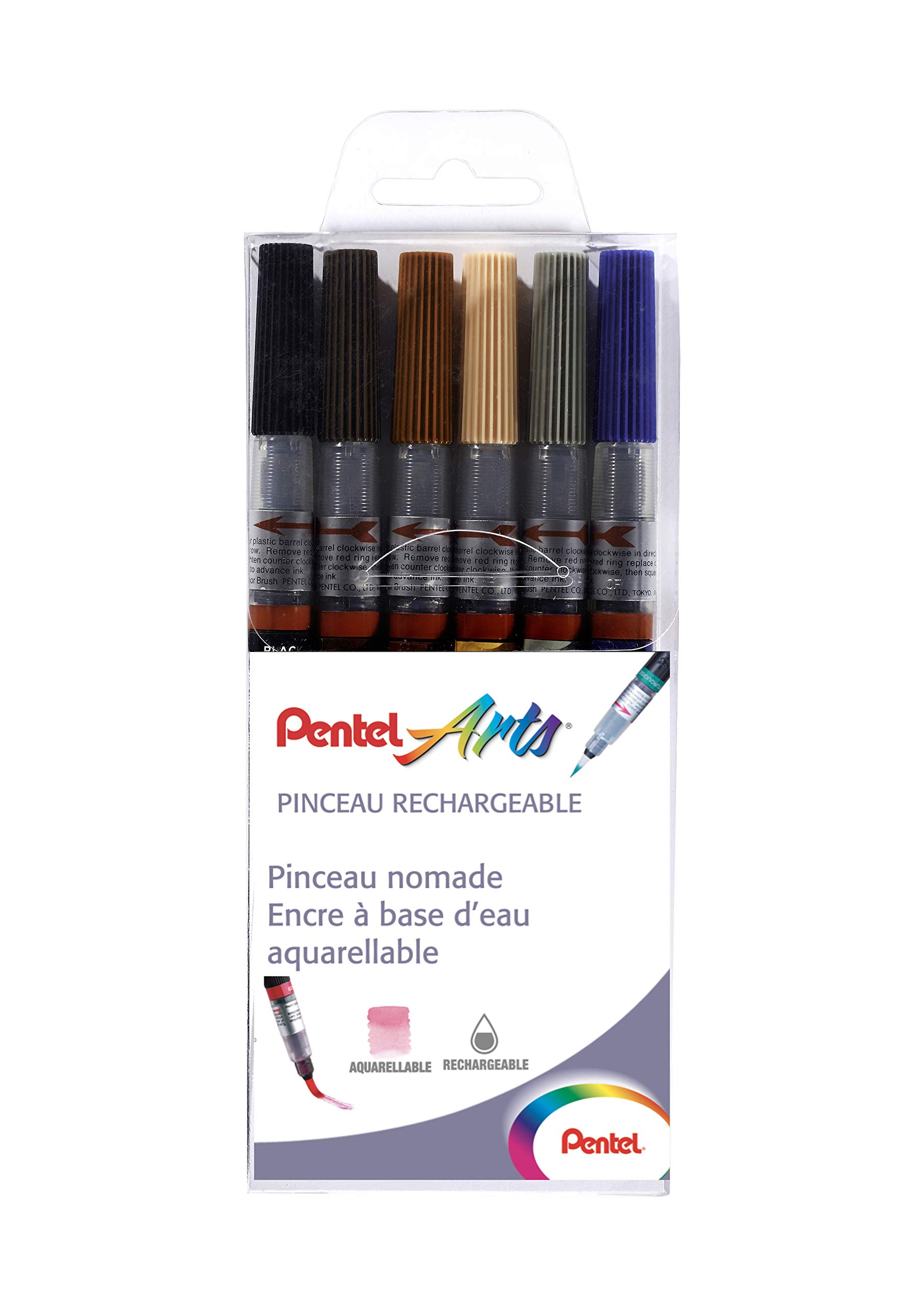 pentel-arts-color-brush-xgfl-pochette-de-6-pinceaux-rechargeables-vert-clair-oli image 8