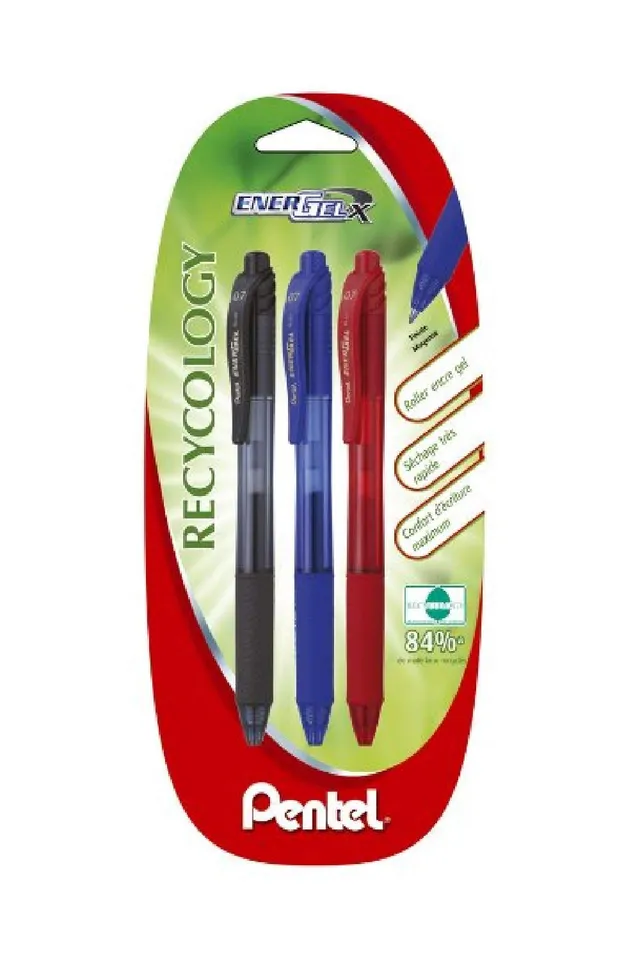 pentel-energel-x-bl107-roller-gel-r-tractable-0-7-mm-noir-rouge-bleu-blister-de- image 1