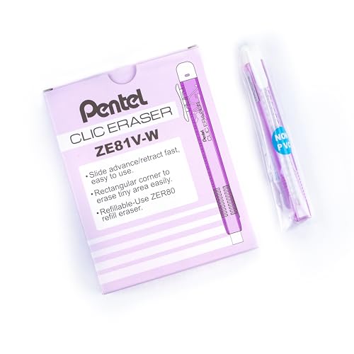 pentel-clic-eraser-ze81-stylo-gomme-rectangulaire-rechargeable-violet-transparen image 7