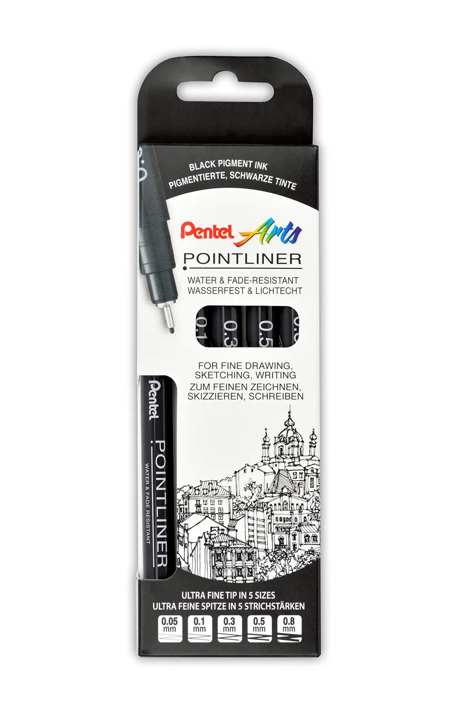 pentel-pointliner-s20p-5-lot-de-5-feutres-fins-noirs-0-05-0-8-mm image 1