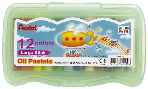 pentel-ghtp-12-bo-te-de-12-pastels-l-huile-10-mm-couleurs-assorties image 2