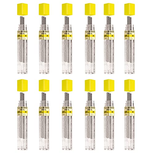 pentel-509-h-mines-0-9-mm-h-lot-de-12-tuis-hi-polymer-super image 4