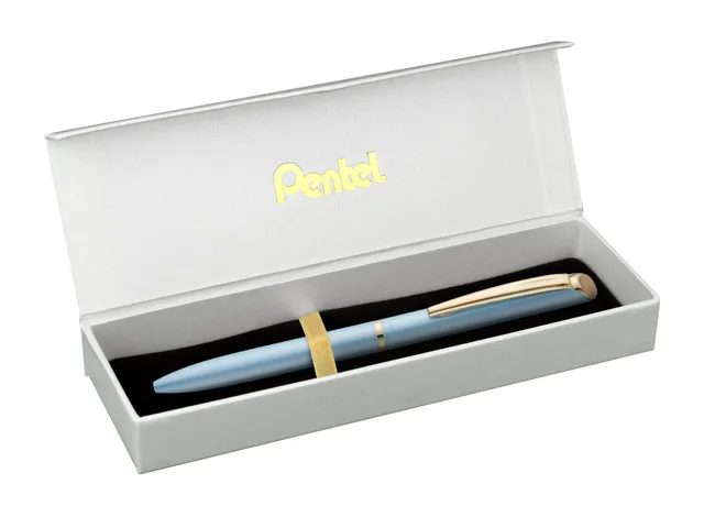 pentel-energel-bl2007p-roller-gel-0-7-mm-corps-m-tal-bleu-ciel-pastel-et-or-coff image 1